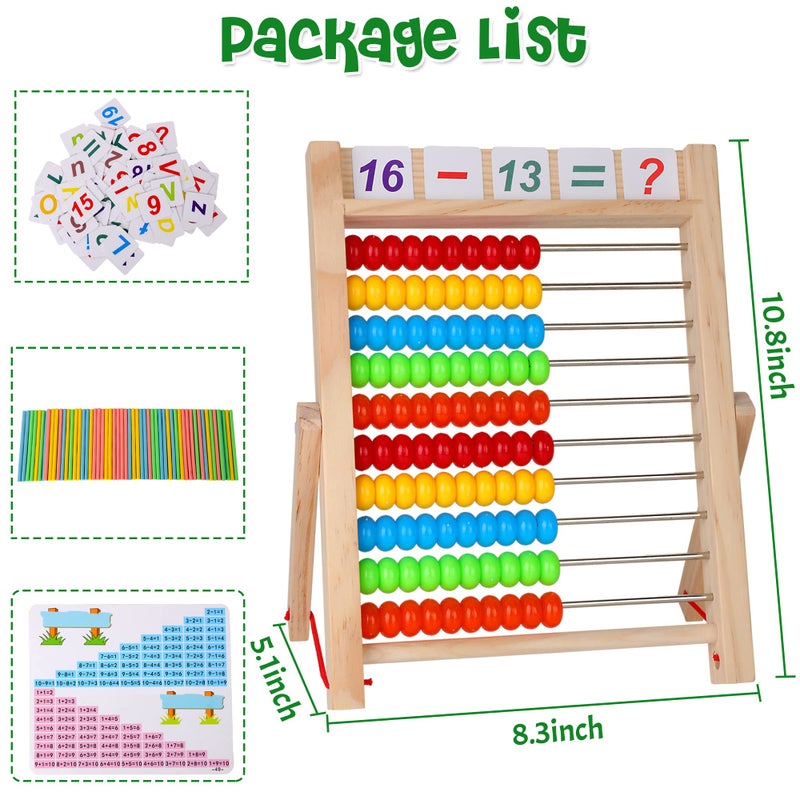 WOODMAM Wooden Abacus for Kids Math, Educational Counting Toy with Counting Sticks and Number Alphabet Cards, Preschool Learning Toys Gift for Boys Girls Age 3+ Years Old - Image 3