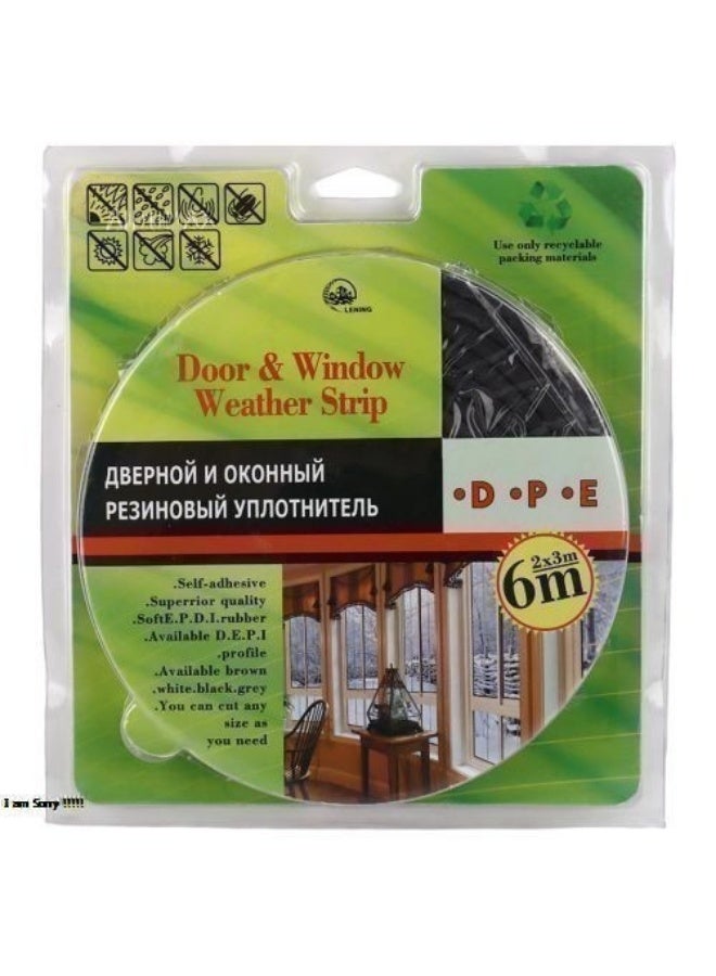 Green Tiger Self-Adhesive EPDM Rubber Door and Window Weather Strip Seal - 6 Meters, Brown