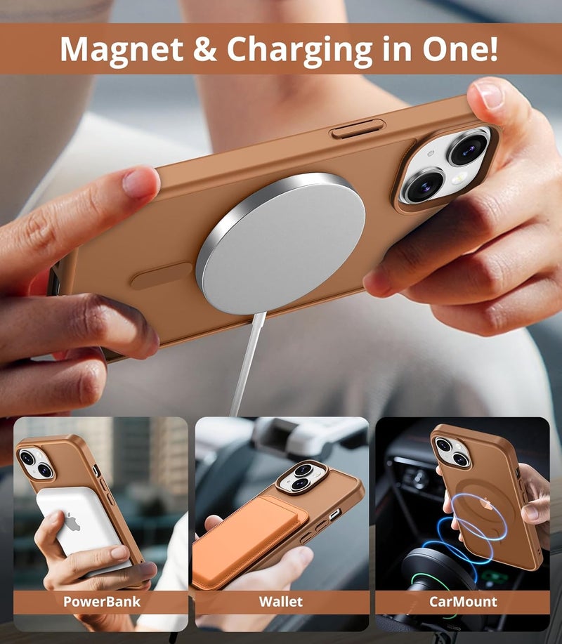 Vansdon Magnetic Case for iPhone 15 with 1 Protective Glass Compatible with MagSafe Military Standard Drop Protection Clear Matte Back Shockproof Phone Case for iPhone 15 - Image 3