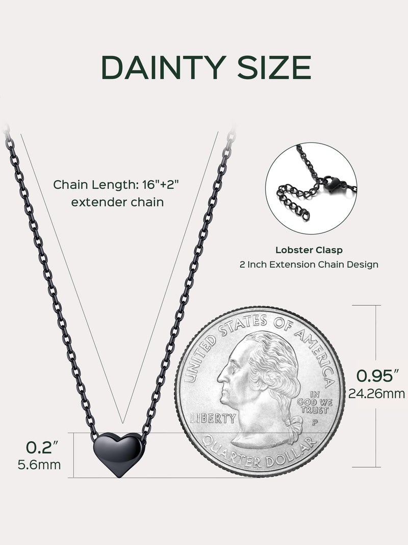ChicSilver Black Necklaces for Women 925 Sterling Silver Tiny Heart Pendant Necklace for Women Dainty Necklace Christmas Necklaces - Image 5