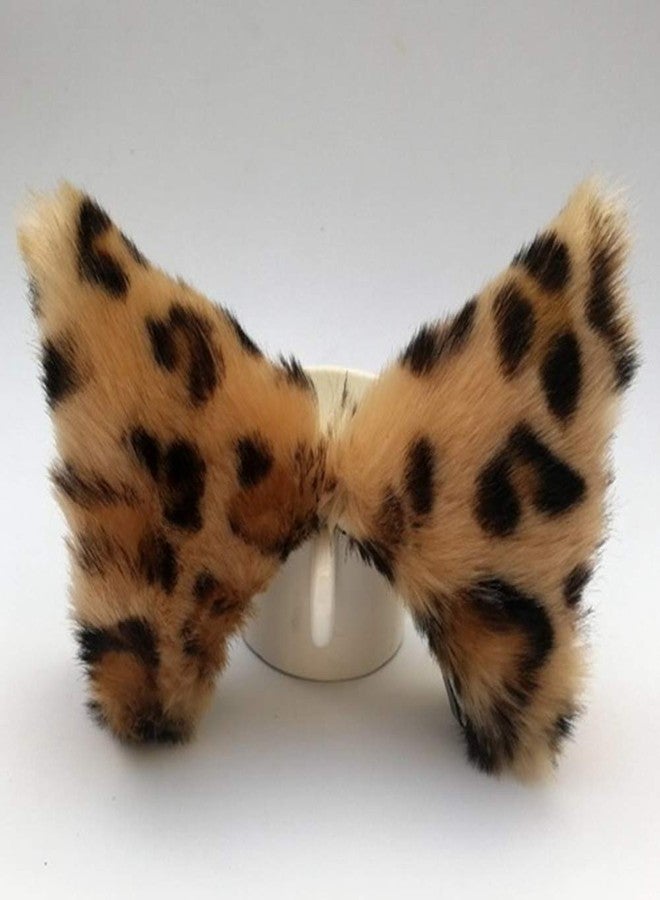 CBLUO Cat Ears Hair Clips Halloween Kitty Fox Ears Barrettes Women Furry Kitten Headpiece Hair Pins Cat Hairpin Headband Christmas Party Decoration Cosplay Costume Cute Hair Accessories Leopard with Pink - Image 5