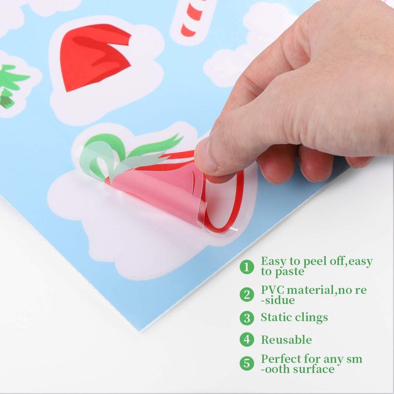 ويوبلز ٨ أوراق، ٢٦٥ قطعة، ملصقات ندفات الثلج لتزيين نوافذ الزجاج، سهلة التركيب، بدون غراء، جل لتزيين نوافذ الزجاج، ملصقات ندفات الثلج. - Image 3