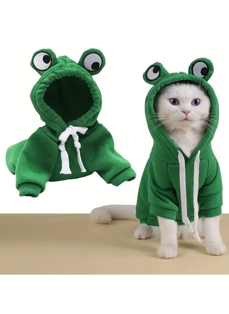 Goolsky - Adorable Frog-Themed Pet Hoodie - Cozy Knit Sweatshirt for Small to Extra-Small Cats, Perfect for All Seasons, Transformation, Hoodie Medium - Image 1