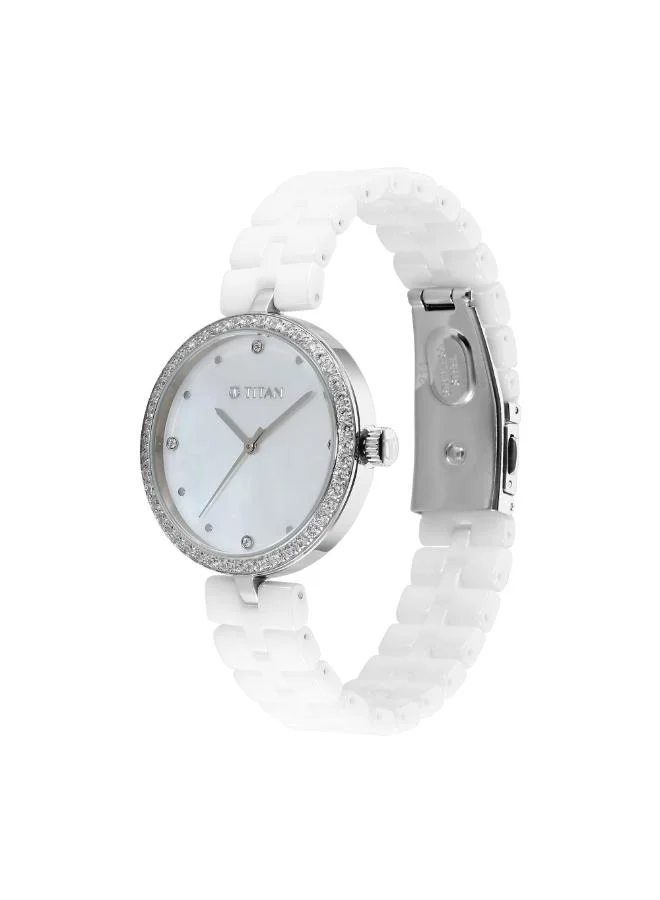 TITAN Women Analog Display Watch With White Ceramic Strap - 95215KC01