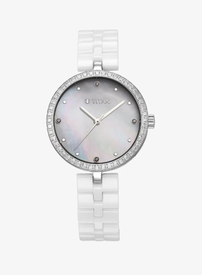 Titan Women Analog Display Watch With White Ceramic Strap - 95215KC01
