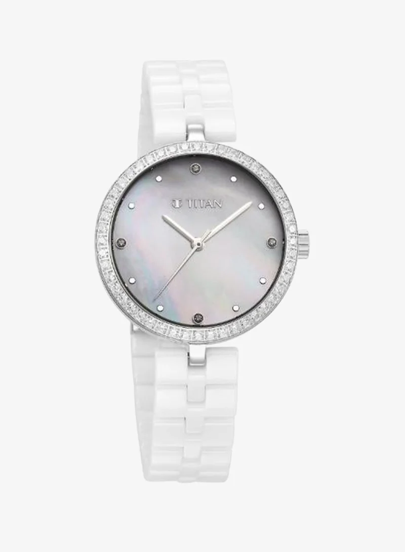 Titan Women Analog Display Watch With White Ceramic Strap - 95215KC01