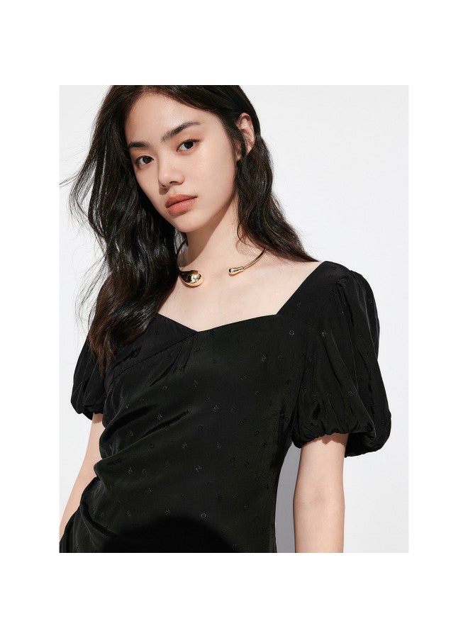 Waxbird Summer Gather Design Waist-cinching Square Neck Puff Sleeve Dress For Women - Image 5