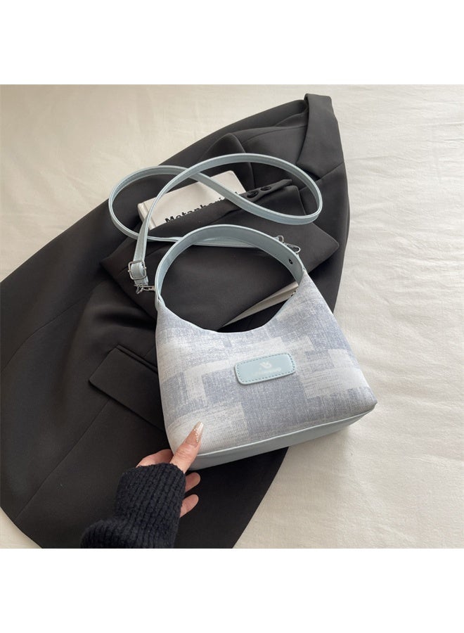 Patchwork Plaid Fabric Hobo Shoulder Bag with PU Trim, Detachable Metal Chain Strap, and Zipper Closure - Image 1