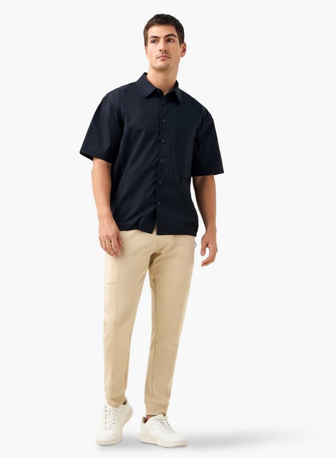 Iconic Collar Shirt with Short Sleeves and Drawstring Hem Detail - Image 2