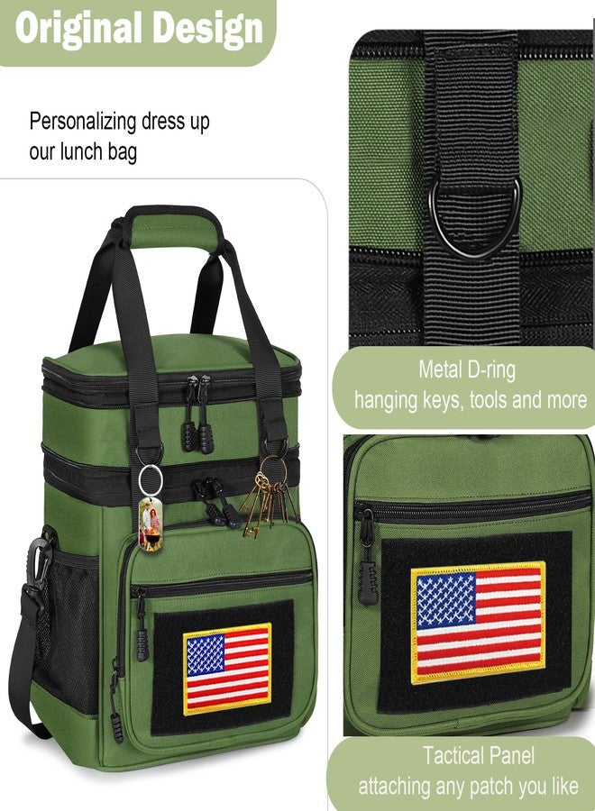 GLENKEY Double Deck Insulated Lunch Box, Expandable Large Lunch Bag Leakproof Cooler Bag Lunch Pail for Men Women Adults Work Shifts Travel Daytrip,16L,Army Green - Image 4