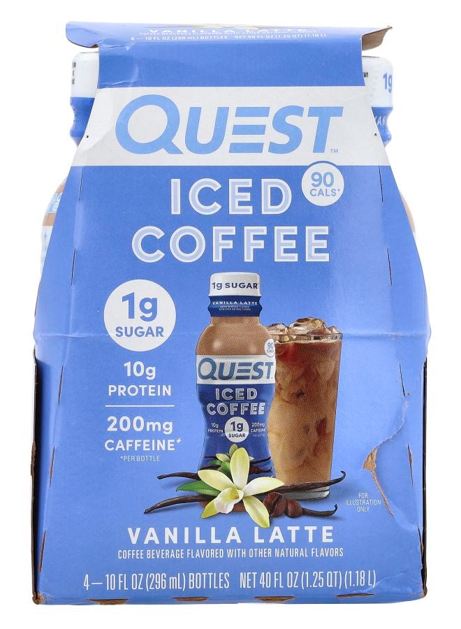 Quest Nutrition Iced Coffee Vanilla Latte 4 Bottles 10 fl oz (296 ml) Each
