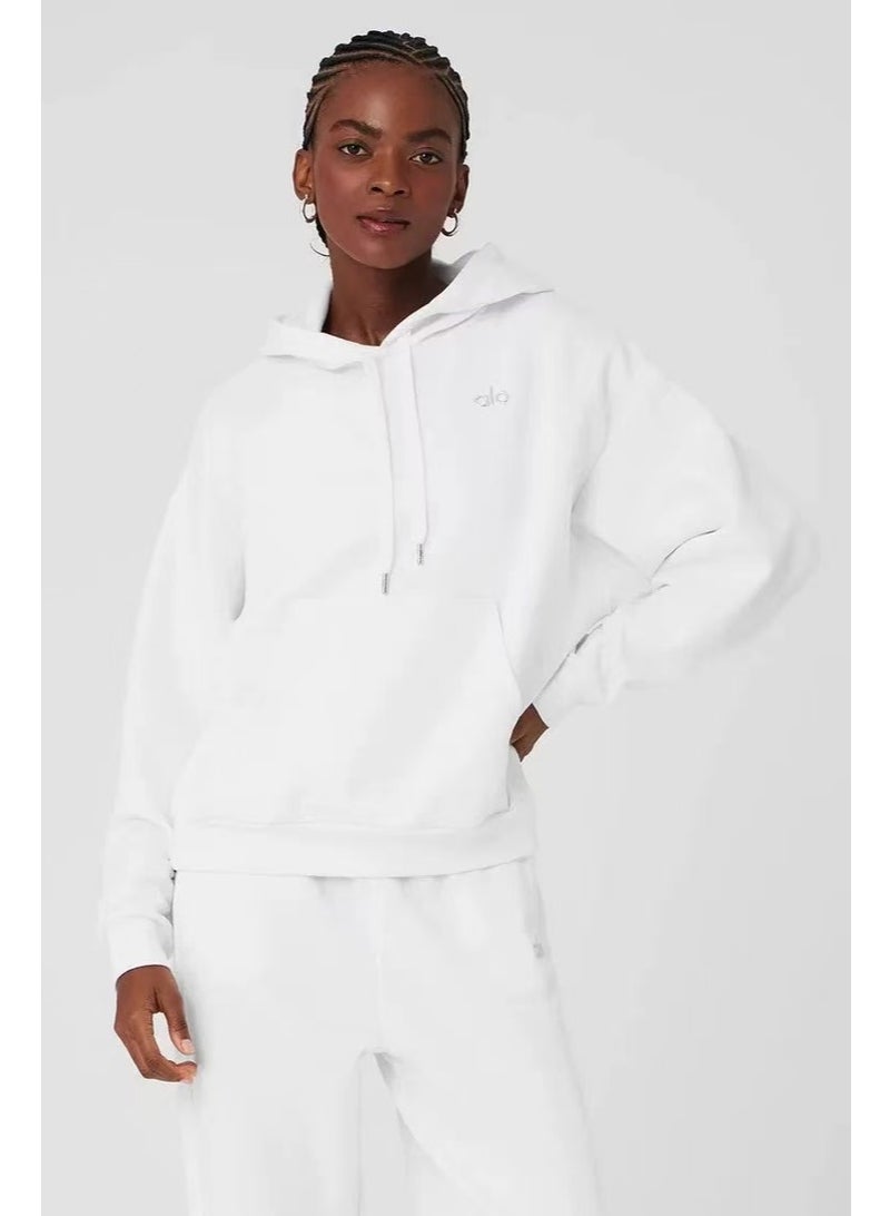 ألو alo White hoodie and jogging suit set - casual wear, suitable for casual sports and daily comfort - Image 1