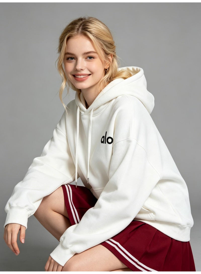 ALo728 white hoodie, suitable for leisure sports and daily comfort. - Image 3