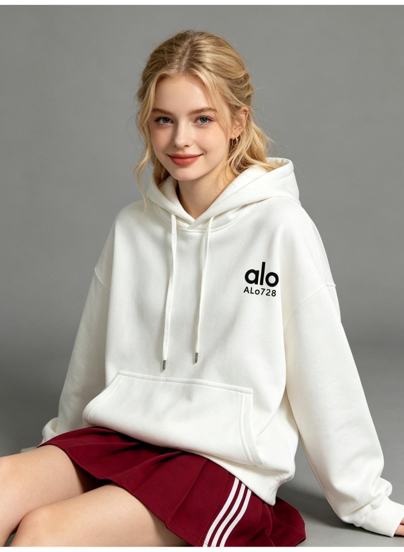 ALo728 white hoodie, suitable for leisure sports and daily comfort. - Image 1