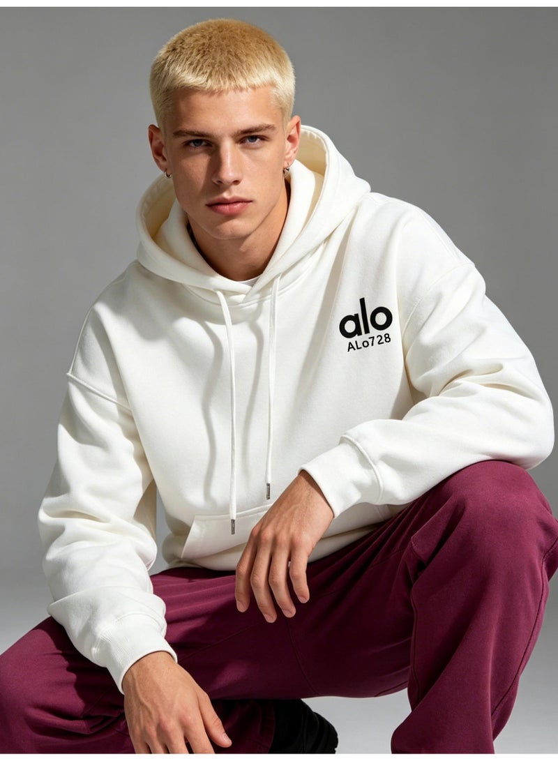 ALo728 white hoodie, suitable for leisure sports and daily comfort. - Image 2