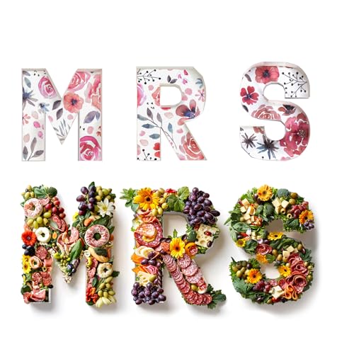 Pop Fizz Designs Charcuterie Board Letters I Baby or Bridal Shower Food Trays I Decorations Cardboard Letters for Charcuterie I Food Display Fillable Letters MRS - Image 1