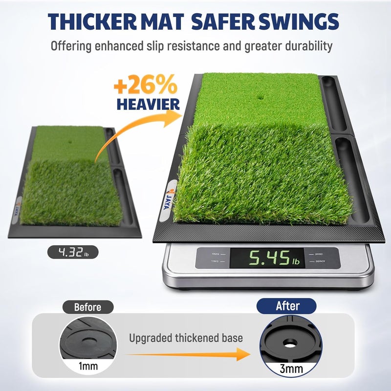 JAYA 25" x 17" Golf Hitting Mat with Ball Tray and Heavy Rubber Base - Image 3