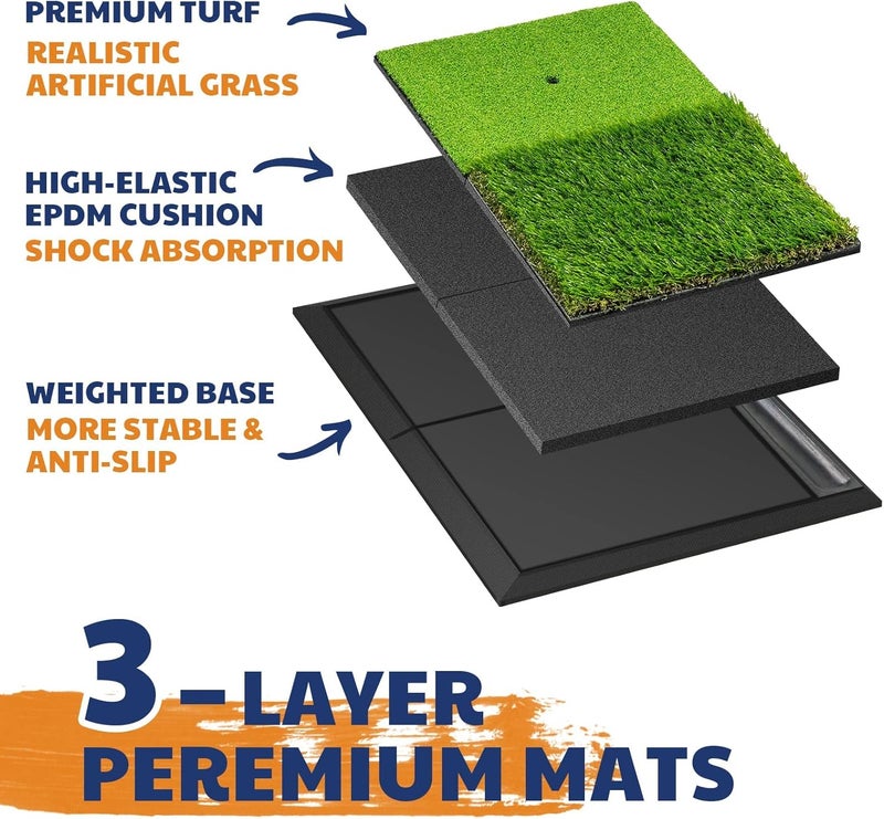 JAYA 25" x 17" Golf Hitting Mat with Ball Tray and Heavy Rubber Base - Image 5