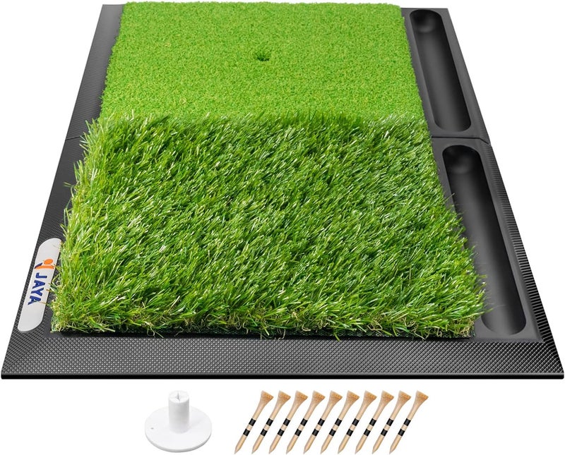JAYA 25" x 17" Golf Hitting Mat with Ball Tray and Heavy Rubber Base - Image 2