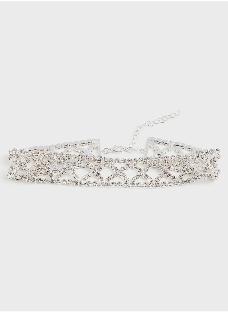اتش اند ام Short Rhinestone Necklace