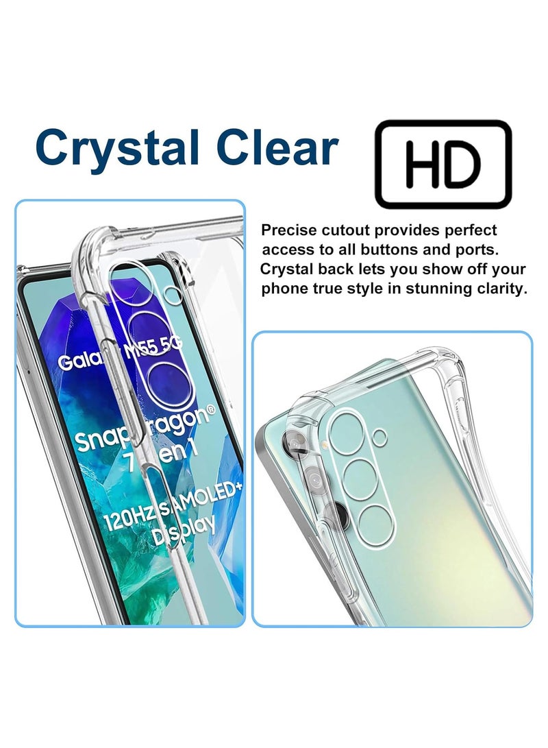 general Transparent protective case for Samsung Galaxy M55 5G, ultra-thin 【shockproof】 【drop-proof】 soft TPU phone case 【reinforced corners】 full-body transparent bumper cover, with 2 pieces of tempered glass - Image 3