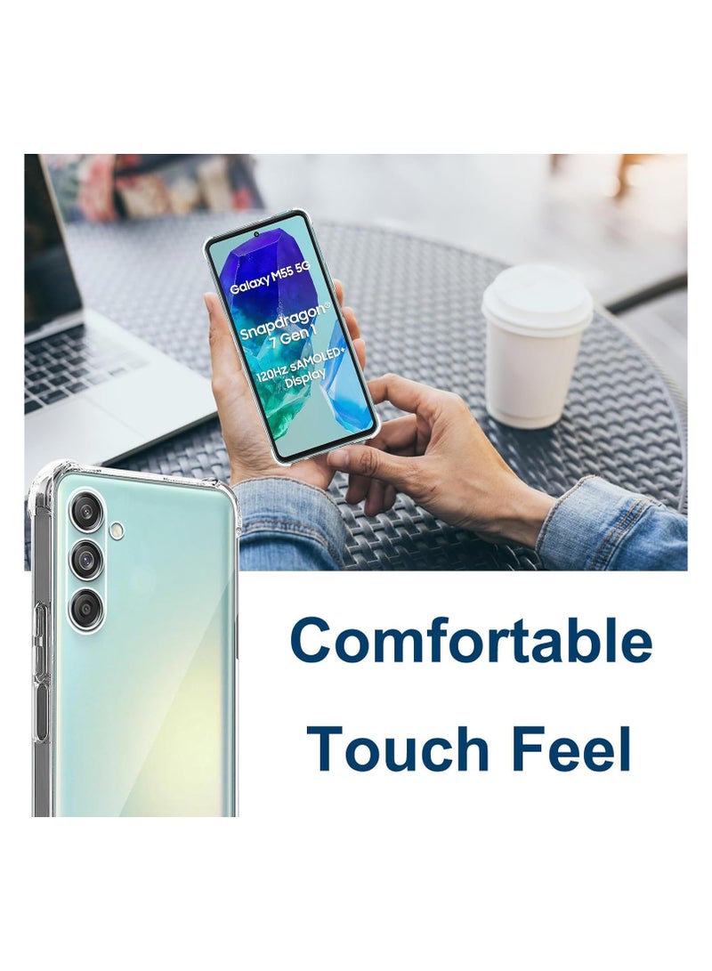 general Transparent protective case for Samsung Galaxy M55 5G, ultra-thin 【shockproof】 【drop-proof】 soft TPU phone case 【reinforced corners】 full-body transparent bumper cover, with 2 pieces of tempered glass - Image 4
