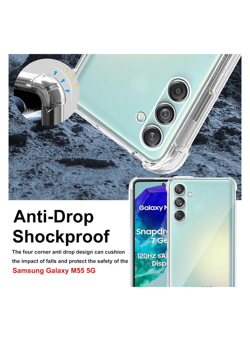 general Transparent protective case for Samsung Galaxy M55 5G, ultra-thin 【shockproof】 【drop-proof】 soft TPU phone case 【reinforced corners】 full-body transparent bumper cover, with 2 pieces of tempered glass - Image 2