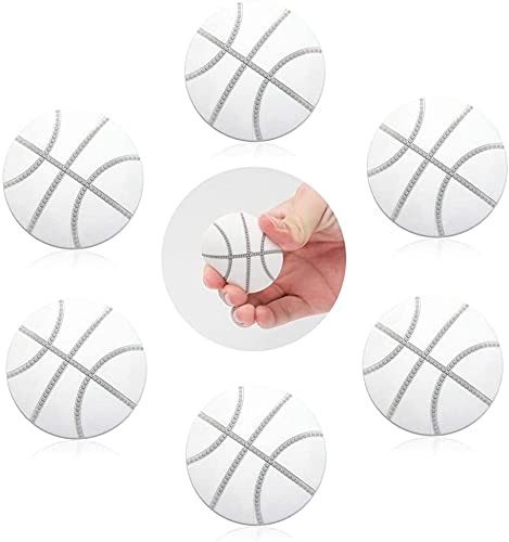 KolorFish Door Stopper Wall Protector (6 Pack), Bumper Self Adhesive Door Knob Pads Soft Rubber Round Basketball Pattern for Protecting Wall, Fridge Door, Cabinets, Toilet (White) - Image 1