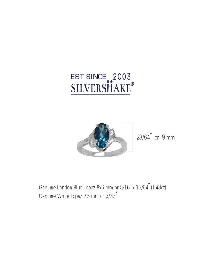 Silvershake 1.43ct. Genuine London Blue and White Topaz 925 Sterling Silver Engagement Ring Size 6 - Image 2