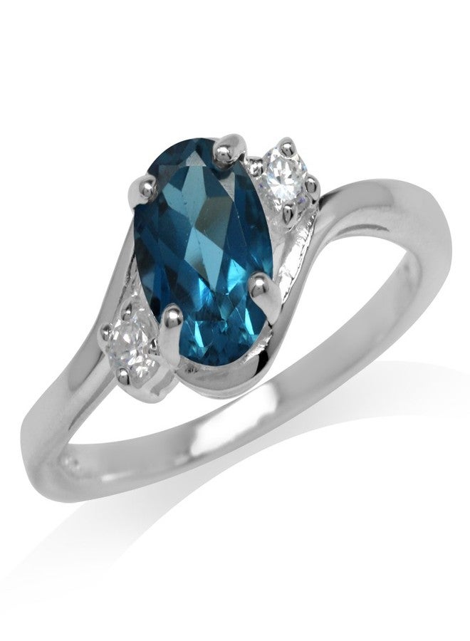 Silvershake 1.43ct. Genuine London Blue and White Topaz 925 Sterling Silver Engagement Ring Size 6 - Image 1