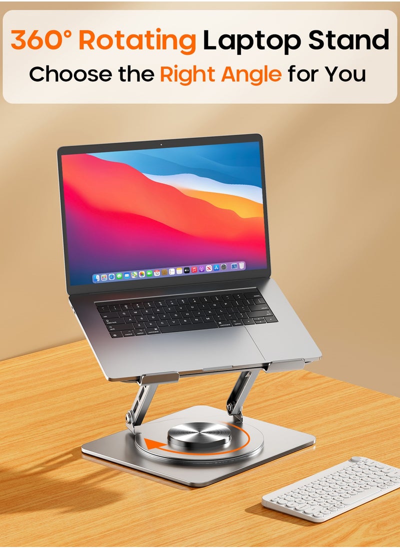 PEGANT PEGANT Rotating Laptop Stand for Desk, 360° Adjustable Ergonomic Portable Foldable Steel 10-16" Laptop Organizer, Lightweight Notebook Holder for Home Office Travel, Compatible with MacBook Dell HP  - Image 2