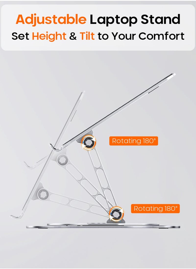 PEGANT PEGANT Rotating Laptop Stand for Desk, 360° Adjustable Ergonomic Portable Foldable Steel 10-16" Laptop Organizer, Lightweight Notebook Holder for Home Office Travel, Compatible with MacBook Dell HP  - Image 3