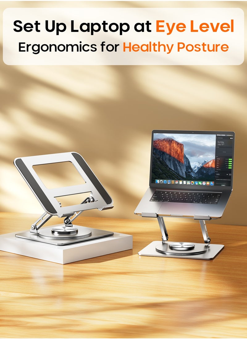 PEGANT PEGANT Rotating Laptop Stand for Desk, 360° Adjustable Ergonomic Portable Foldable Steel 10-16" Laptop Organizer, Lightweight Notebook Holder for Home Office Travel, Compatible with MacBook Dell HP  - Image 4