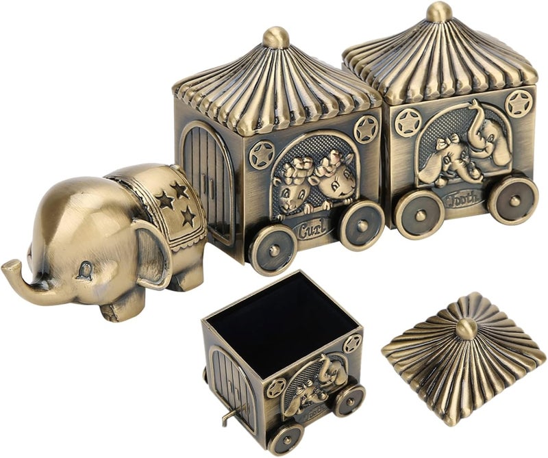 klarako Vintage Tooth Fairy Box, Metal Elephant Carriage First Tooth and Curl Baby Keepsake Box Ornaments Teeth Holder Containter for Kids - Image 1