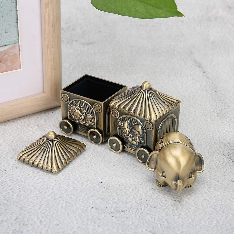 klarako Vintage Tooth Fairy Box, Metal Elephant Carriage First Tooth and Curl Baby Keepsake Box Ornaments Teeth Holder Containter for Kids - Image 3