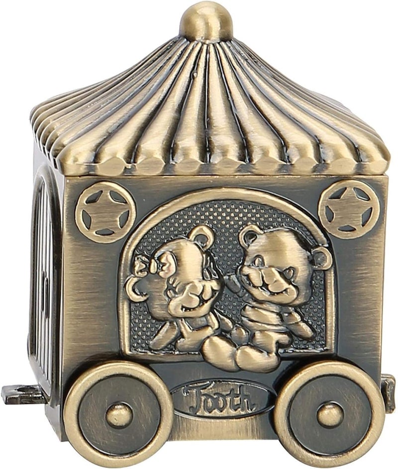klarako Vintage Tooth Fairy Box, Metal Elephant Carriage First Tooth and Curl Baby Keepsake Box Ornaments Teeth Holder Containter for Kids - Image 5