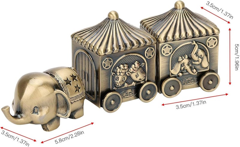 klarako Vintage Tooth Fairy Box, Metal Elephant Carriage First Tooth and Curl Baby Keepsake Box Ornaments Teeth Holder Containter for Kids - Image 2