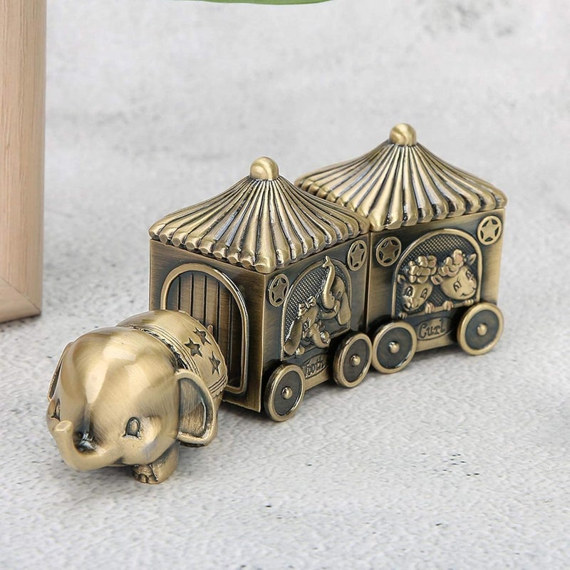 klarako Vintage Tooth Fairy Box, Metal Elephant Carriage First Tooth and Curl Baby Keepsake Box Ornaments Teeth Holder Containter for Kids - Image 4