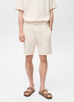 Drawstring Textured Bermuda Shorts