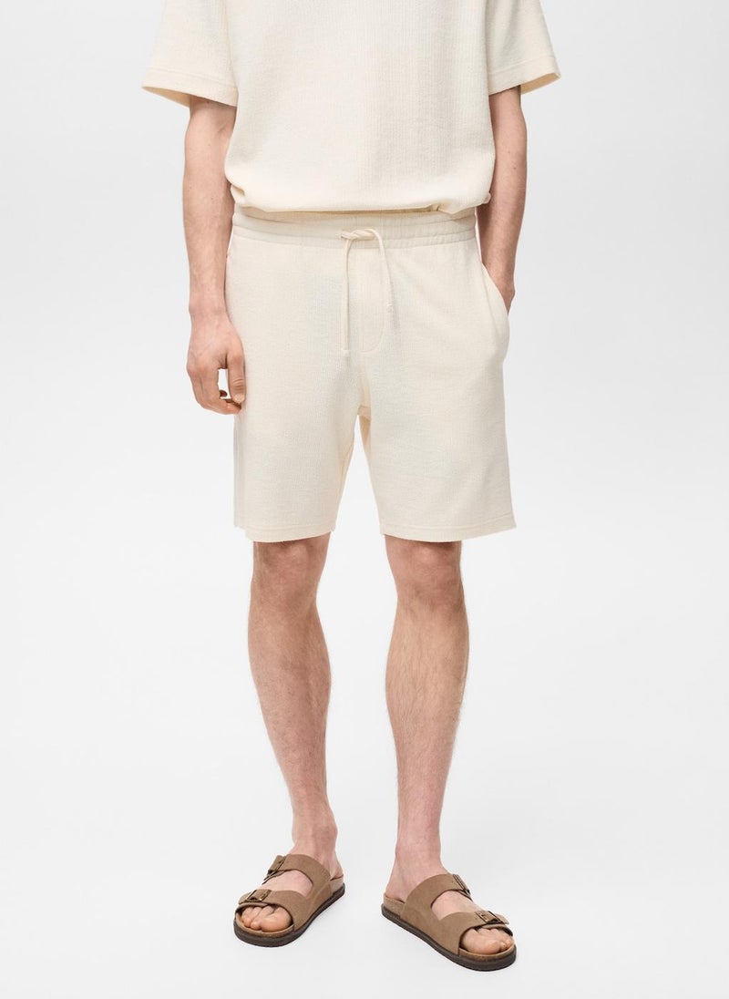 Mango Man - Drawstring Textured Bermuda Shorts - Image 1