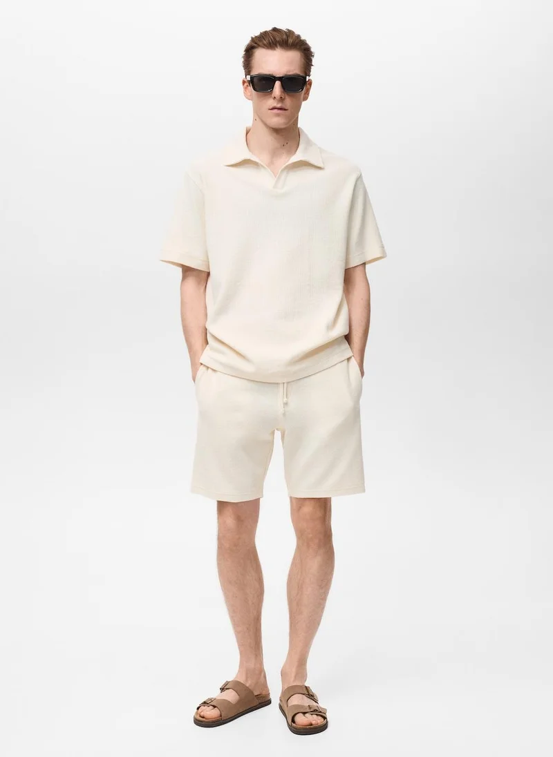 مانجو مان Drawstring Textured Bermuda Shorts