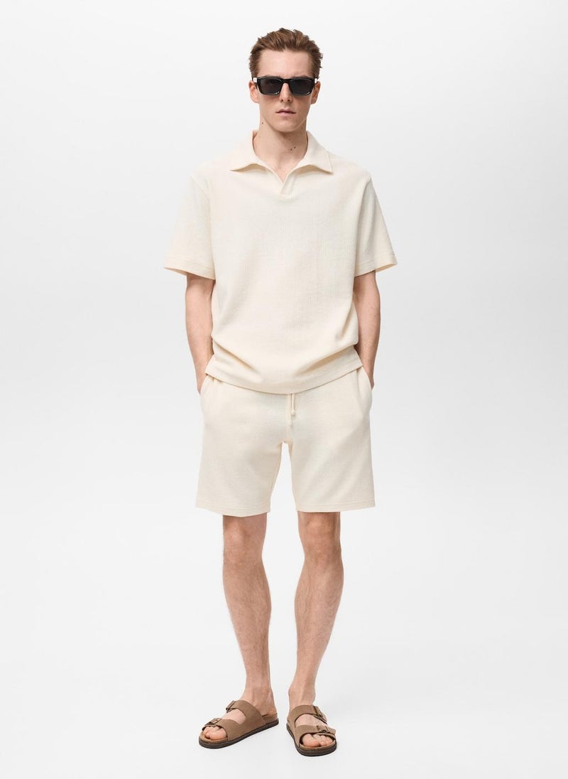 Mango Man - Drawstring Textured Bermuda Shorts - Image 1