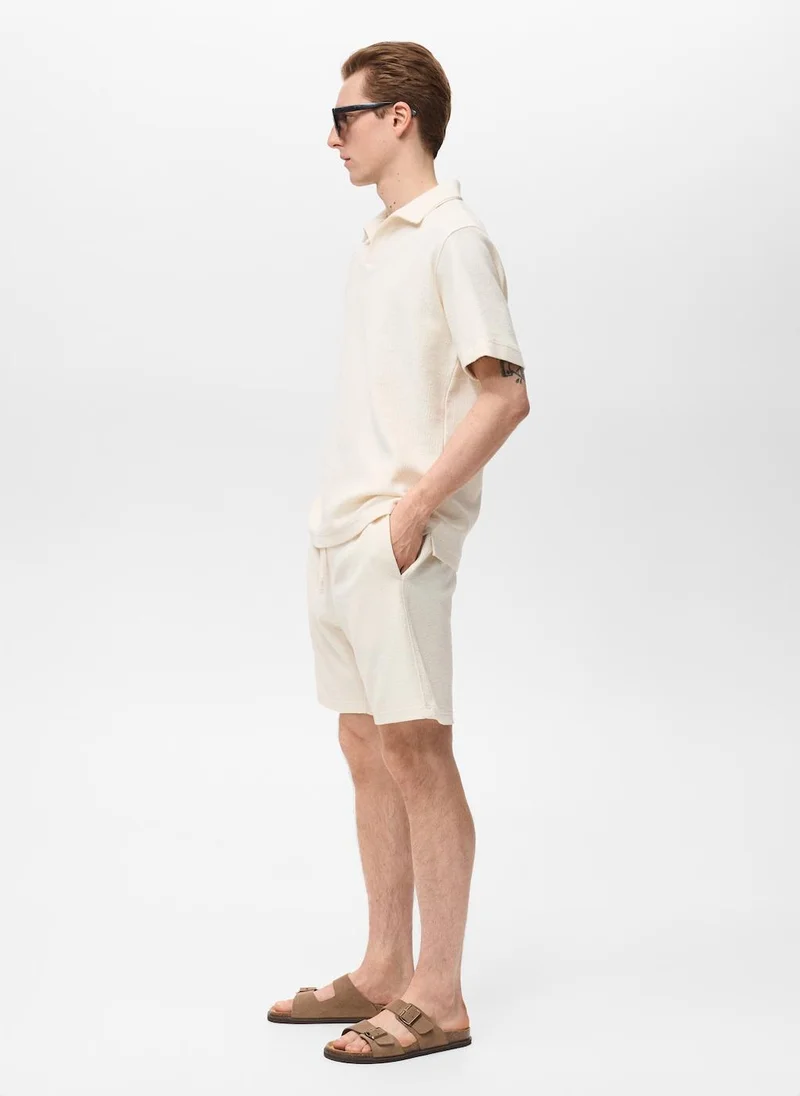 مانجو مان Drawstring Textured Bermuda Shorts