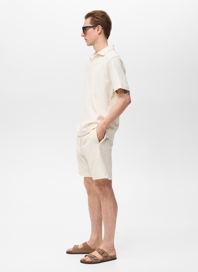 Mango Man - Drawstring Textured Bermuda Shorts - Image 1