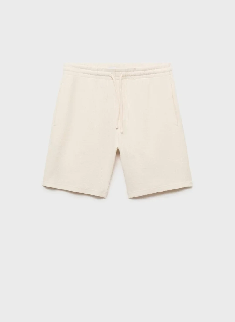 مانجو مان Drawstring Textured Bermuda Shorts
