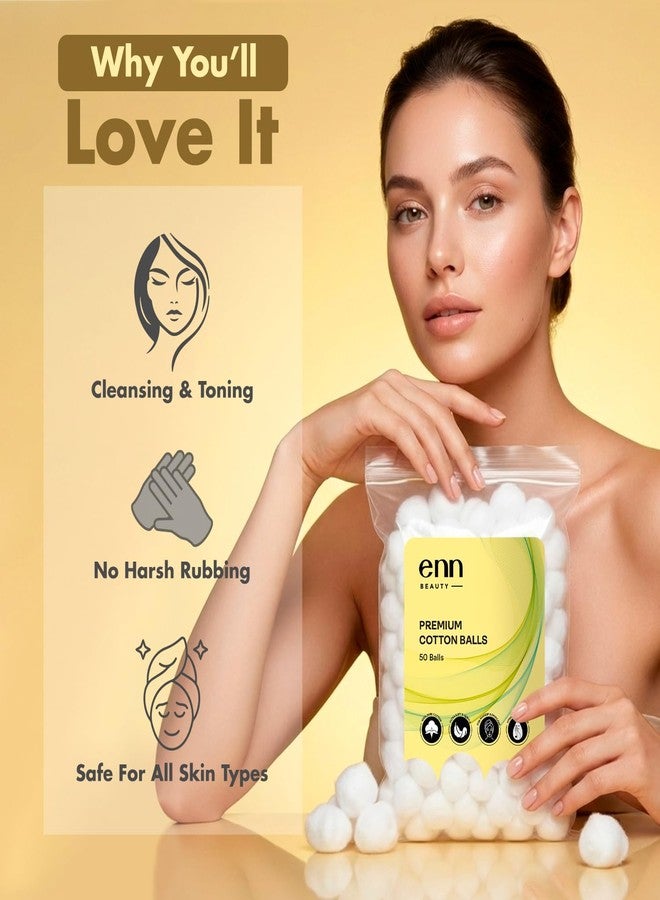 ENN Beauty Premium Cotton Balls - 100% Pure, Soft, Lint-Free & Highly Absorbent - Image 3