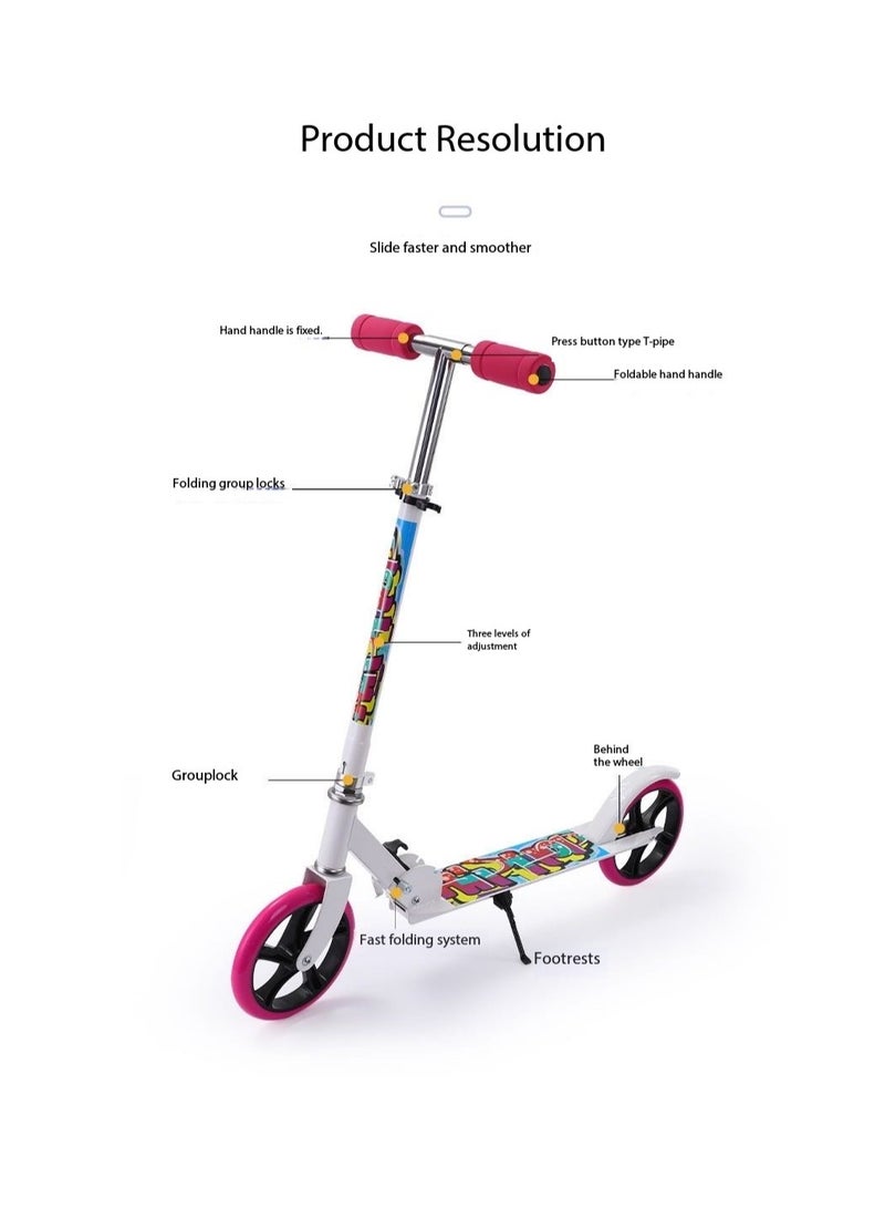 Foldable Adult Kick Scooter - Lightweight, Height-Adjustable Handlebars, Anti-Skid Wheels, Powerful Brakes - Portable Scooter for Urban Commuting, Supports Up to 100KG(YS106-Black) - Image 3