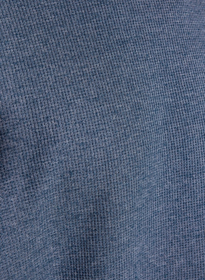 trendyol Indigo Oversize Fit Textured Waffle Short Sleeve T-Shirt TMNSS22TS00049 - Image 5