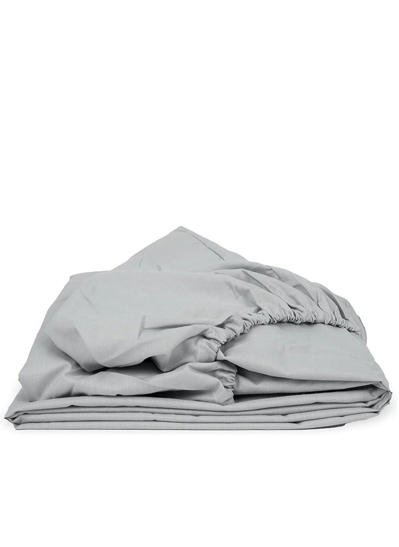 ماركة غير محددة ملاية سرير مسطح مقاس 120×200 سم مع 2 خدادية 50×70 سم لون رمادي  100% ناعم وفاخر  - Image 1