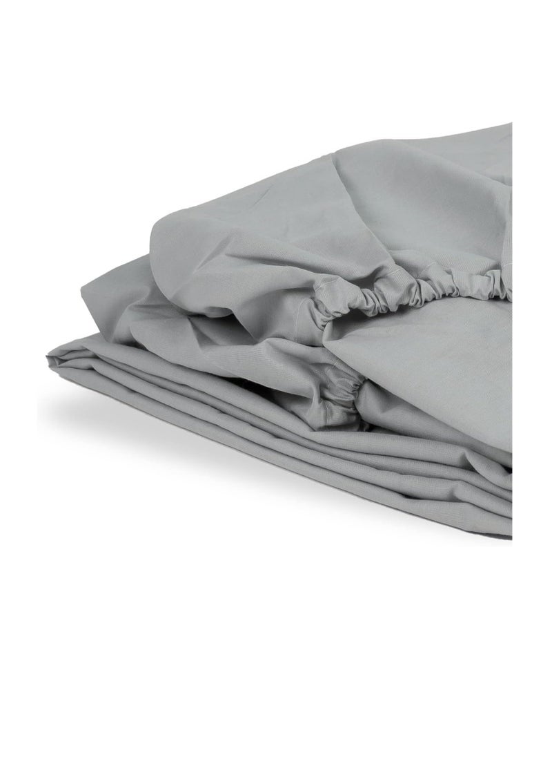 ماركة غير محددة ملاية سرير مسطح مقاس 120×200 سم مع 2 خدادية 50×70 سم لون رمادي  100% ناعم وفاخر  - Image 3